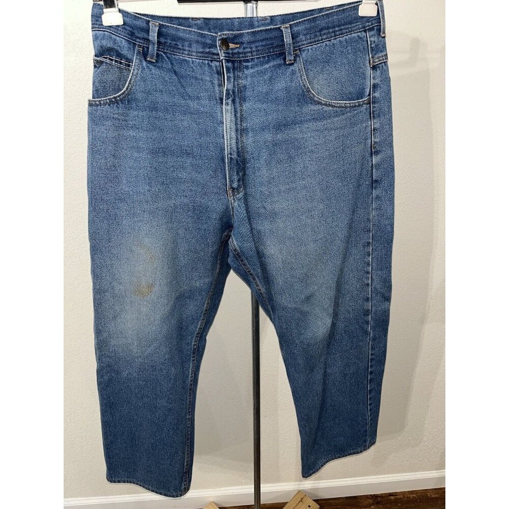 Key Mens Jeans 38X27 Medium Wash Straight Leg Cotton Blend